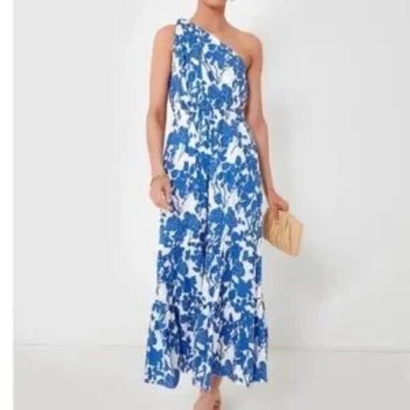 Tuckernuck Hyacinth House Blue Floral One Shoulder Sybil Maxi Dress - Picture 2 of 7